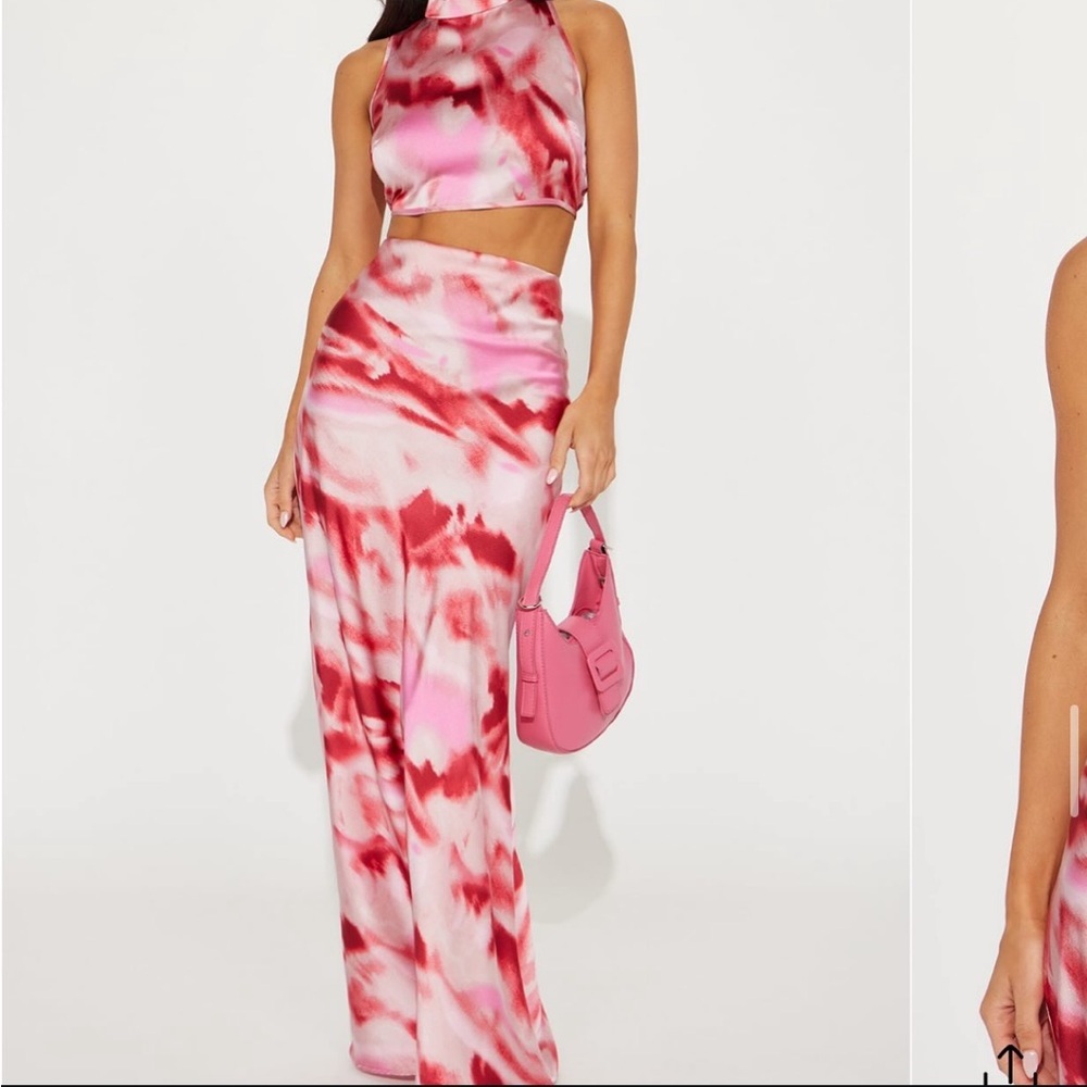 Pink and Red Skirt Set